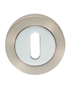 Satin Nickel/ Polished Chrome 51mm Standard Profile Round Key Escutcheon | GK4003SNCP