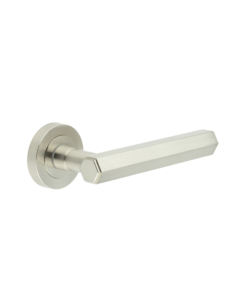 Pair Hex Satin Nickel Lever on rose