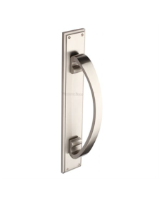 Heritage Brass Satin Nickel Door Pull Handle on Back Plate 335mm
