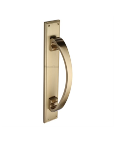 Heritage Brass Satin Brass Door Pull Handle on Back Plate 335mm