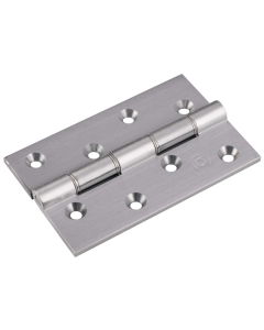 Pair Satin Chrome 100mm Double Stainless Steel Washered Brass Butt Hinge | HDSSW5SC
