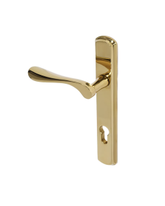 BLU Polished Brass Regent Right Hand Door Handle on 092 euro backplate  |  REG092-RH-PPB