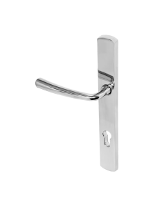 BLU Polished Stainless Steel Pera Multipoint Door Handle on 095 euro backplate  |  PER095-PSS