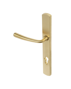 BLU Satin Brass Pera Multipoint Door Handle on 095 euro backplate  |  PER095-PSB