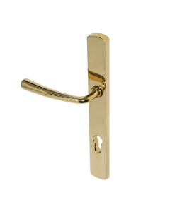 BLU Polished Brass Pera Multipoint Door Handle on 095 euro backplate  |  PER095-PPB