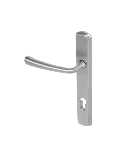 BLU Satin Stainless Steel Pera Multipoint Door Handle on 092 euro backplate  |  PER092-SSS