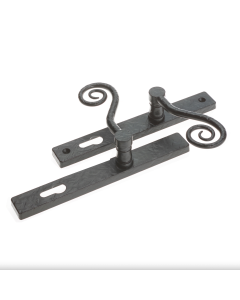 Left Hand Forged Black Monkey Tail Sprung Inline Lever Door Handle | DHMMKT-LH-FB