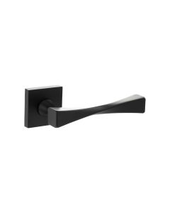 Set Matt Black Guido Lever Door Handle, Square rose | SP190MB