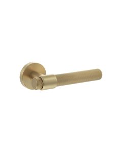 Set Satin Brass Andretta Knurled Lever Handle | SPR160SB