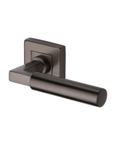 Matt Bronze Bauhaus Sq Door Handle on Square Rose