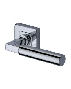 Polished Chrome Bauhaus Sq Door Handle on Square Rose