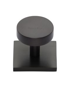 Heritage Brass Matt Bronze Disc Cabinet Knob With Square Backplate 32mm