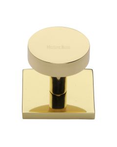 Heritage Brass Polished Brass Disc Cabinet Knob With Square Backplate 32mm