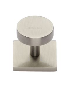 Heritage Brass Satin Nickel Disc Cabinet Knob With Square Backplate 32mm