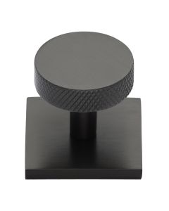 Heritage Brass Matt Bronze Knurled Disc Cabinet Knob with Square Backplate 32mm
