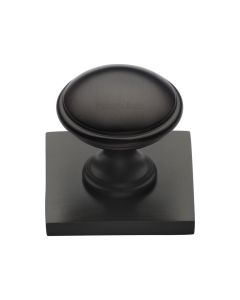Heritage Brass Matt Bronze Domed Cabinet Knob with Square Backplate 32mm