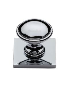 Heritage Brass Polished Chrome Domed Cabinet Knob with Square Backplate 32mm
