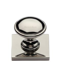 Heritage Brass Polished Nickel Finish Domed Cabinet Knob with Square Backplate 32mm