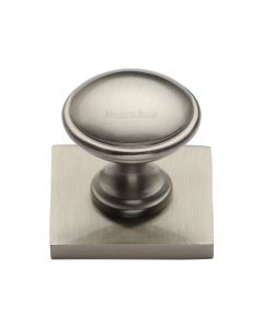 Heritage Brass Satin Nickel Domed Cabinet Knob with Square Backplate 32mm