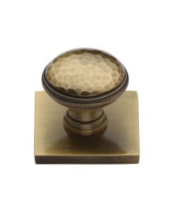 Heritage Brass Antique Brass Diamond Cut Cabinet Knob with Square Backplate 32mm