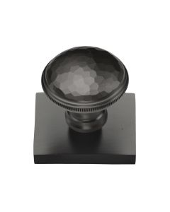 Heritage Brass Matt Bronze Diamond Cut Cabinet Knob with Square Backplate 32mm