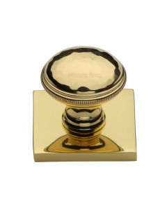 Heritage Brass Polished Brass Diamond Cut Cabinet Knob with Square Backplate 32mm