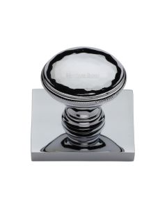 Heritage Brass Polished Chrome Diamond Cut Cabinet Knob with Square Backplate 32mm