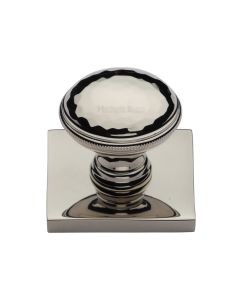 Heritage Brass Polished Nickel Finish Diamond Cut Cabinet Knob with Square Backplate 32mm