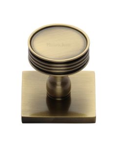 Heritage Brass Antique Brass Venetian Cabinet Knob with Square Backplate 32mm