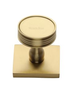 Heritage Brass Satin Brass Venetian Cabinet Knob with Square Backplate 32mm