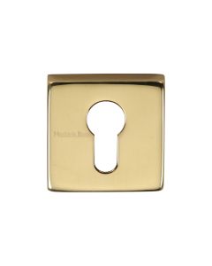 Polished Brass Euro Profile Cylinder Escutcheon Square - SQ5004