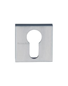 Satin Chrome Euro Profile Cylinder Escutcheon Square - SQ5004