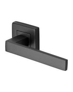 Matt Black Delta Sq Door Handle on Square Rose