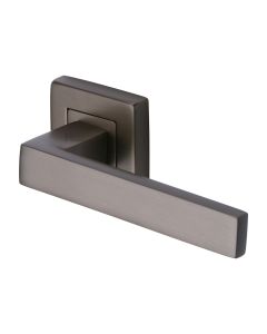 Matt Bronze Delta Sq Door Handle on Square Rose