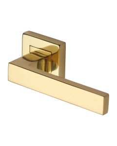 Polished Brass Delta Sq Door Handle on Square Rose