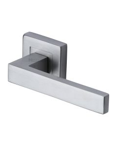 Satin Chrome Delta Sq Door Handle on Square Rose