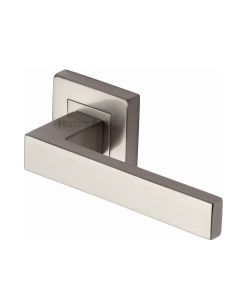 Satin Nickel Delta Sq Door Handle on Square Rose
