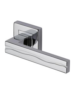 Polished Chrome Amazon Sq Door Handle on Square Rose