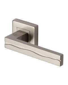 Satin Nickel Amazon Sq Door Handle on Square Rose