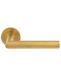 Set Satin Brass Treviri Mitred Lever  On Rose  | SWL1192SPVD