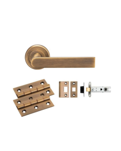 LATCH PACK - Antique Brass Serozzetta Edge Lever Handle Door Kit