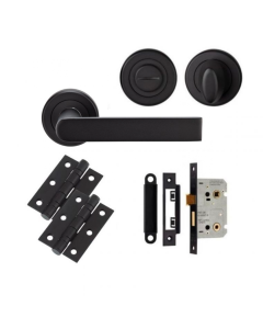 BATHROOM PACK - Matt Black Serozzetta Edge Lever Handle Door Kit 