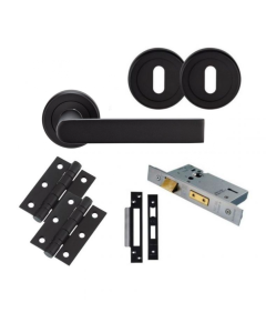 LOCK PACK - Matt Black Serozzetta Edge Lever Handle Door Kit