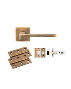 Antique Brass Serozzetta Equi Lever Handle Door Kit - Latch