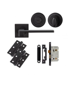 BATHROOM PACK - Matt Black Serozzetta Equi Lever Handle Door Kit