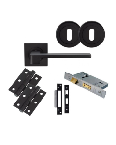 LOCK PACK - Matt Black Serozzetta Equi Lever Handle Door Kit 