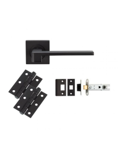 LATCH PACK - Matt Black Serozzetta Equi Lever Handle Door Kit 