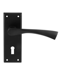 Set Serozzetta Matt Black Venti Lever Lock Furniture on backplate | SZR021MB