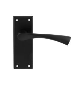 Set Serozzetta Matt Black Venti Lever Latch Furniture on backplate | SZR022MB
