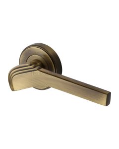 Antique Brass Tiffany Door Handle on Round Rose